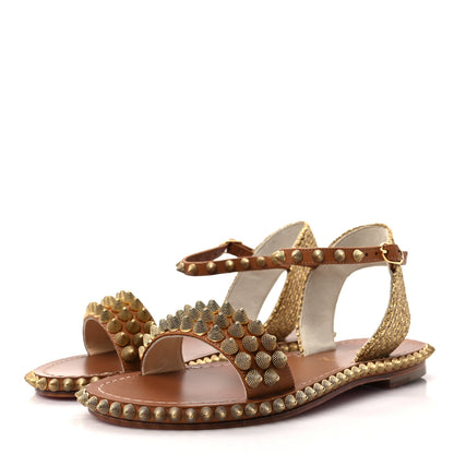 Christian Louboutin Specchio Cordorella Flat Sandals 36 Cuoio 3 of 8