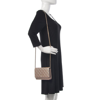 Chanel Iridescent Caviar Quilted Wallet On Chain WOC Beige 2 of 12