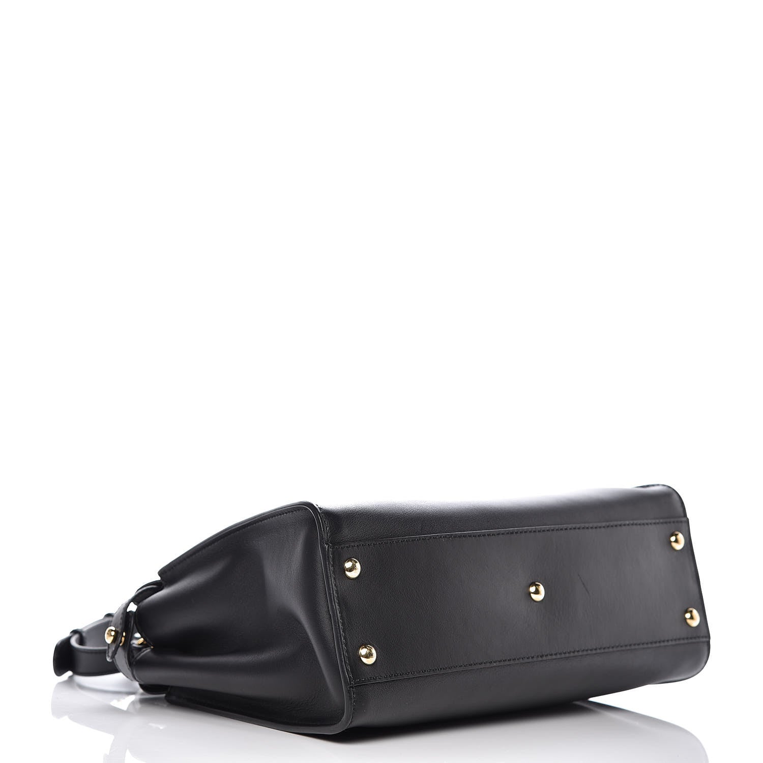 Fendi Vitello Seta Shiny Nappa Medium Peekaboo Iconic Satchel Black 4 of 10