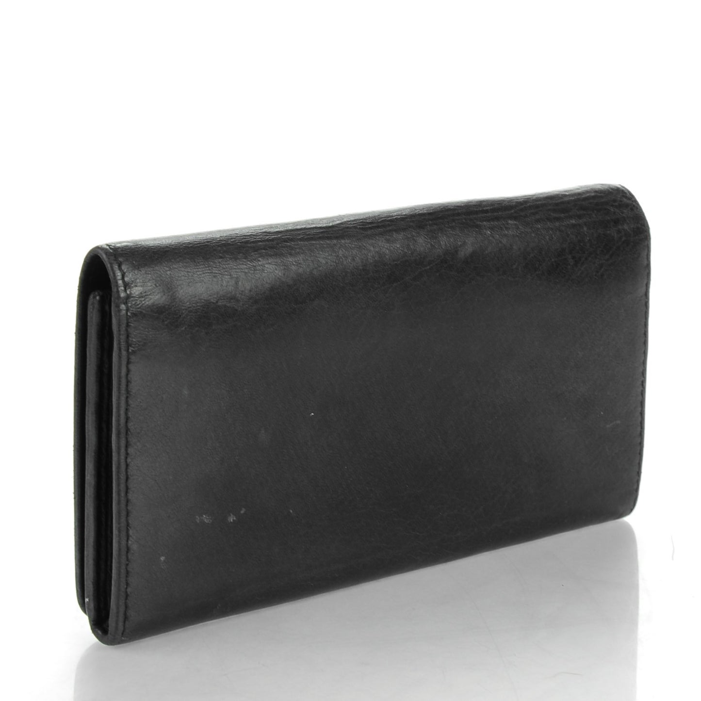 Agneau Giant 12 Gold Hardware Money Wallet Black
