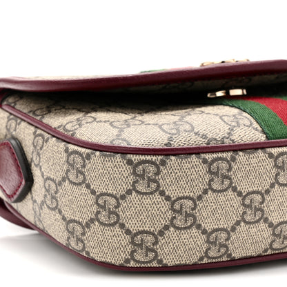 Gucci GG Supreme Monogram Textured Dollar Calfskin Small Ophidia Top Handle Shoulder Bag Beige Bordeaux 9 of 11