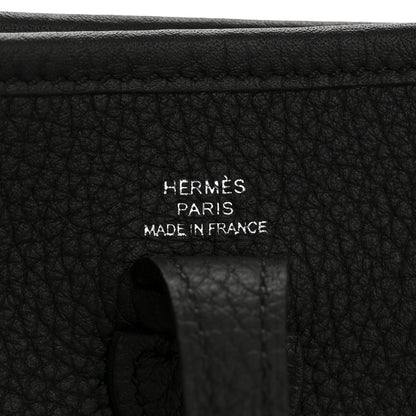 Hermes Taurillon Clemence Amazone Sangle Cavale Evelyne TPM Black White 6 of 11