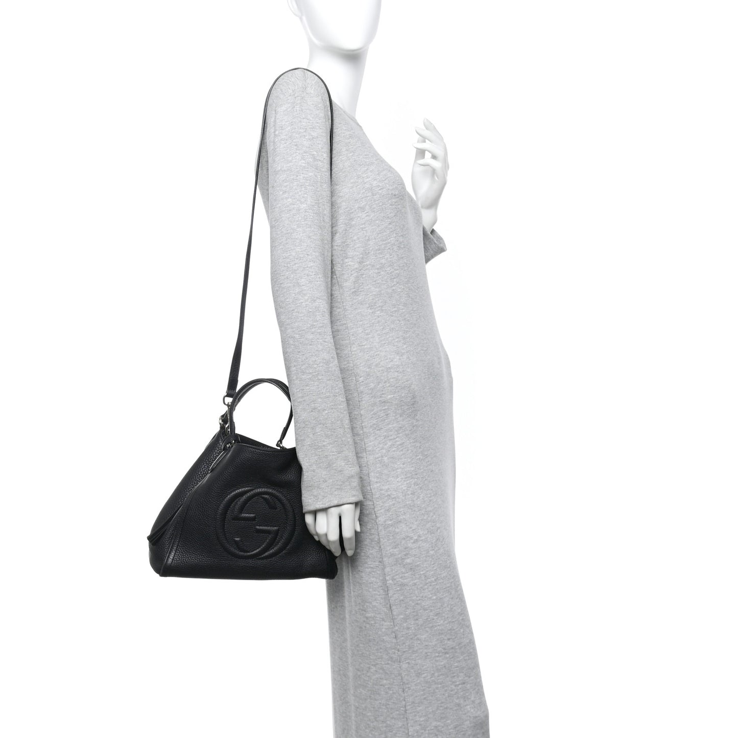 Pebbled Calfskin Small Soho Shoulder Bag Black