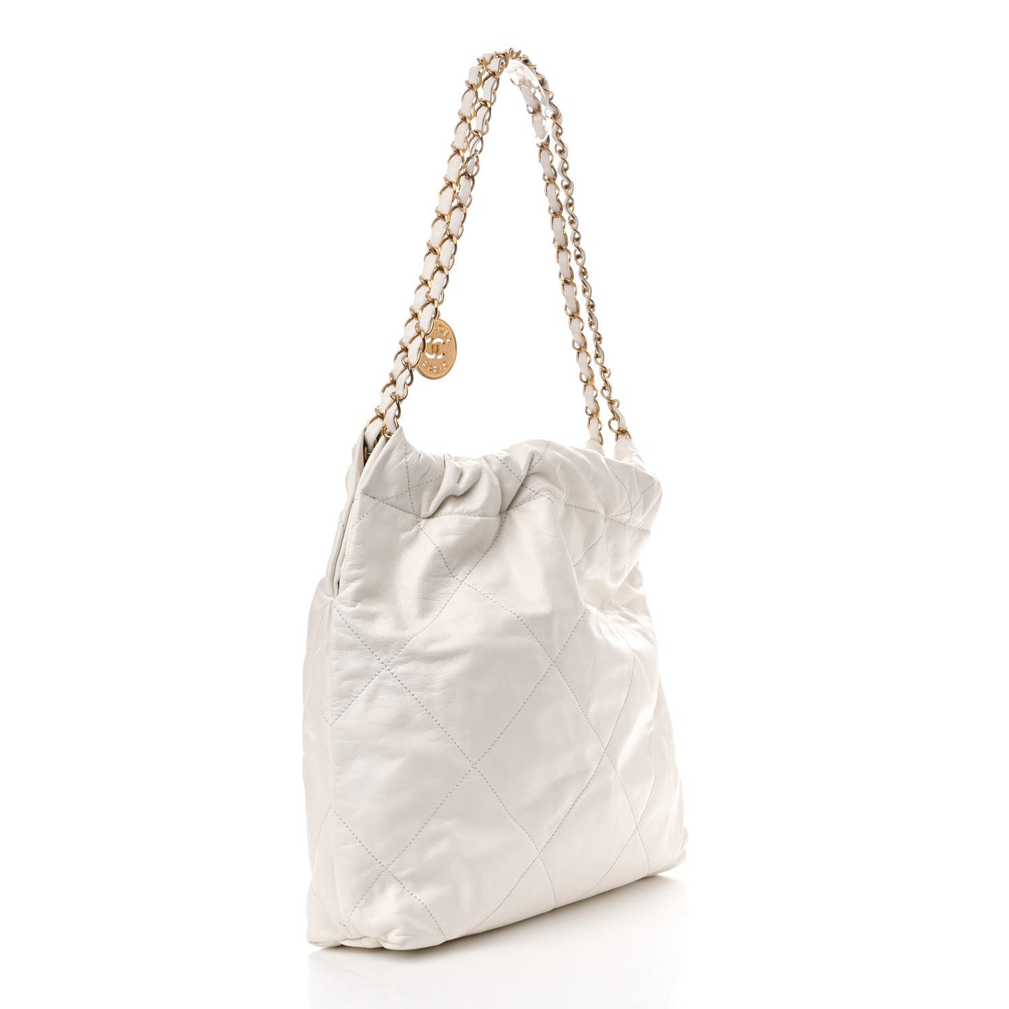 Shiny Calfskin Quilted Chanel 22 White