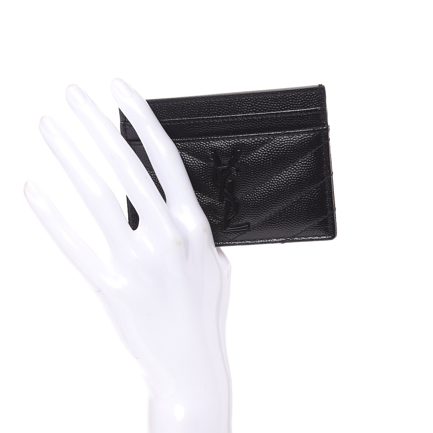 Grain De Poudre Matelasse Chevron Monogram Credit Card Case Black