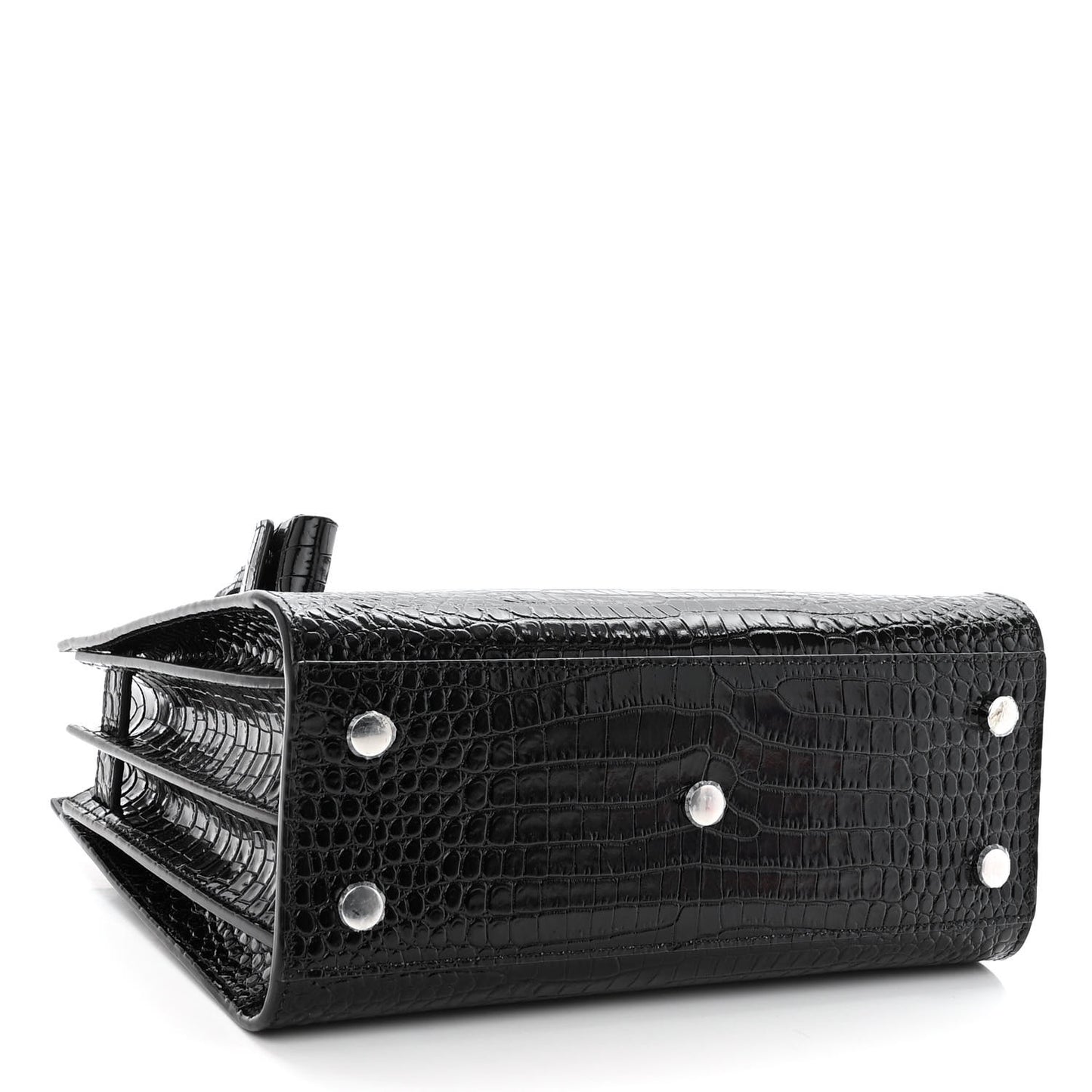 Calfskin Crocodile Embossed Baby Sac De Jour Black