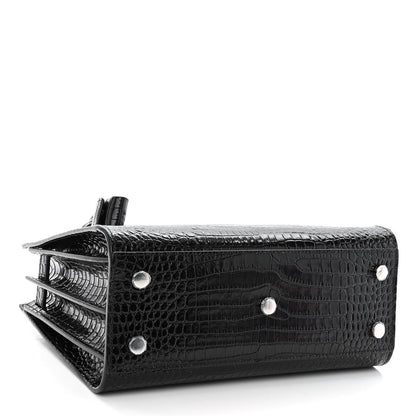 Saint Laurent Calfskin Crocodile Embossed Baby Sac De Jour Black 4 of 9