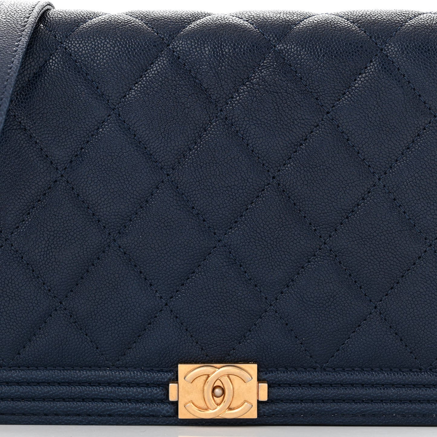 Caviar Quilted Boy Wallet On Chain WOC Navy