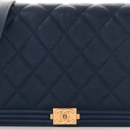 Chanel Caviar Quilted Boy Wallet On Chain WOC Navy 9 of 13