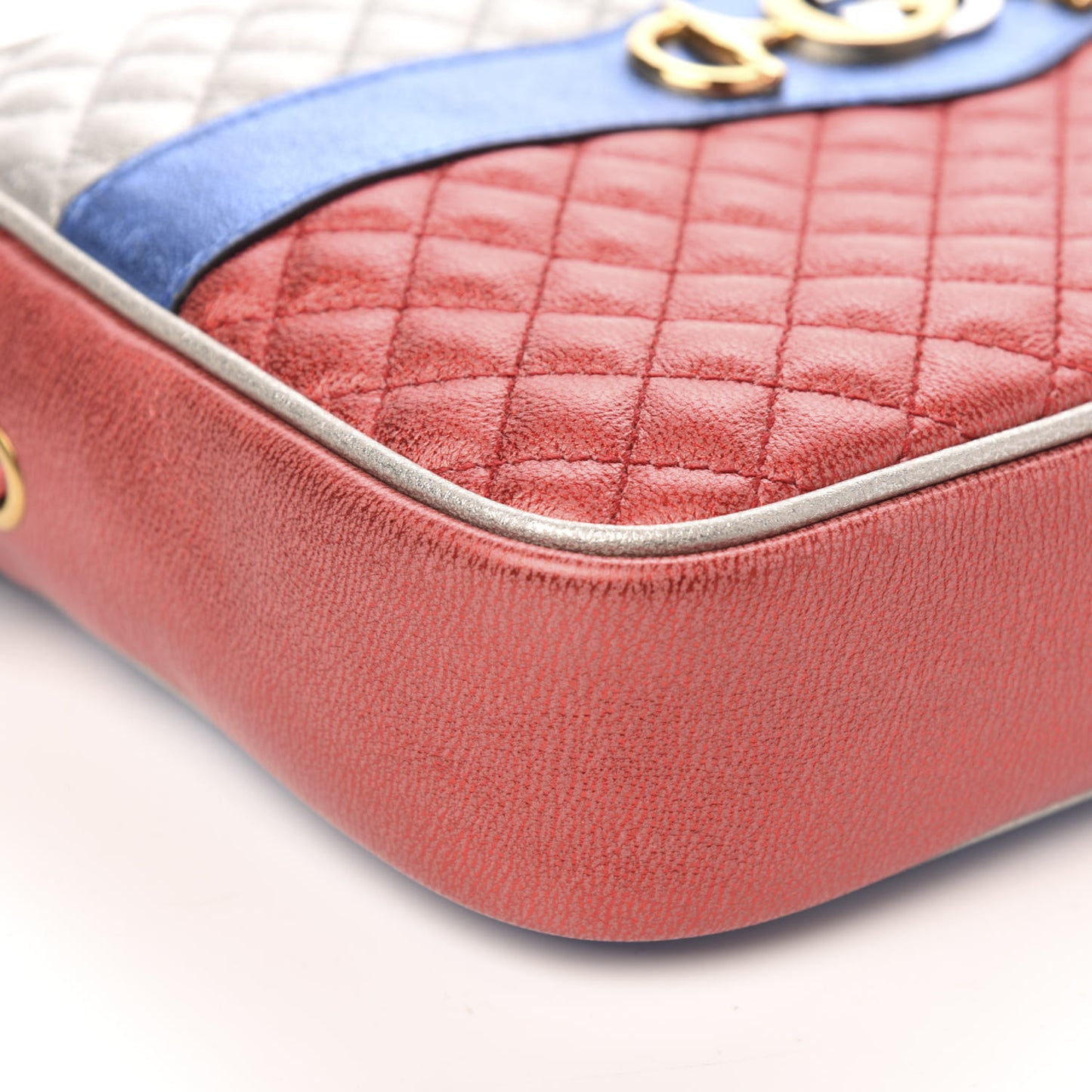 Laminated Nappa Trapuntata Small Zumi Shoulder Bag Rosso Marine Argento