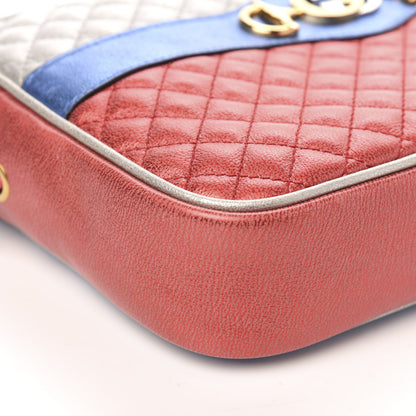 Gucci Laminated Nappa Trapuntata Small Zumi Shoulder Bag Rosso Marine Argento 9 of 10