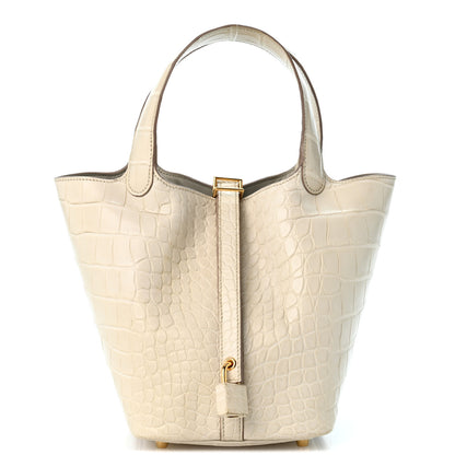 Hermes Matte Alligator Picotin Lock 18 Beton 1 of 14