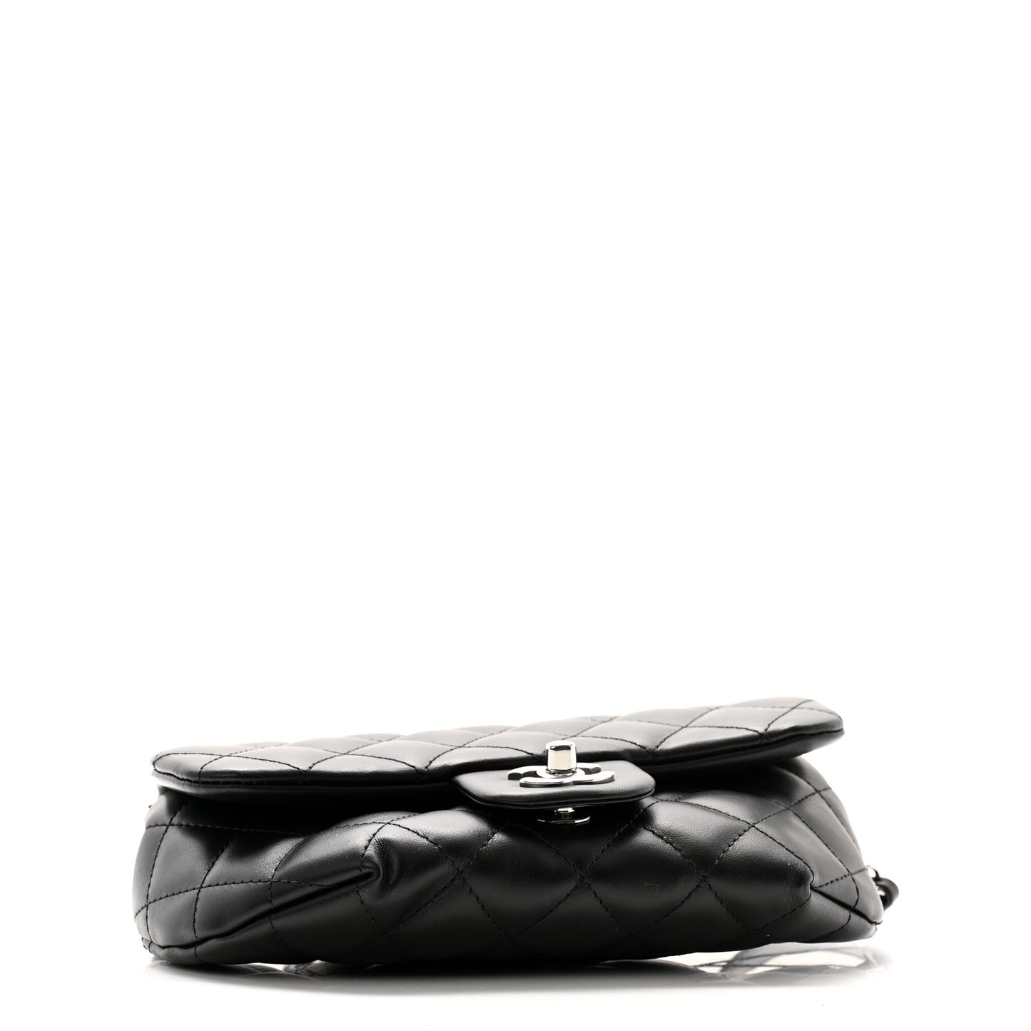 Calfskin Quilted CC Uniform Flap Belt Bag Black