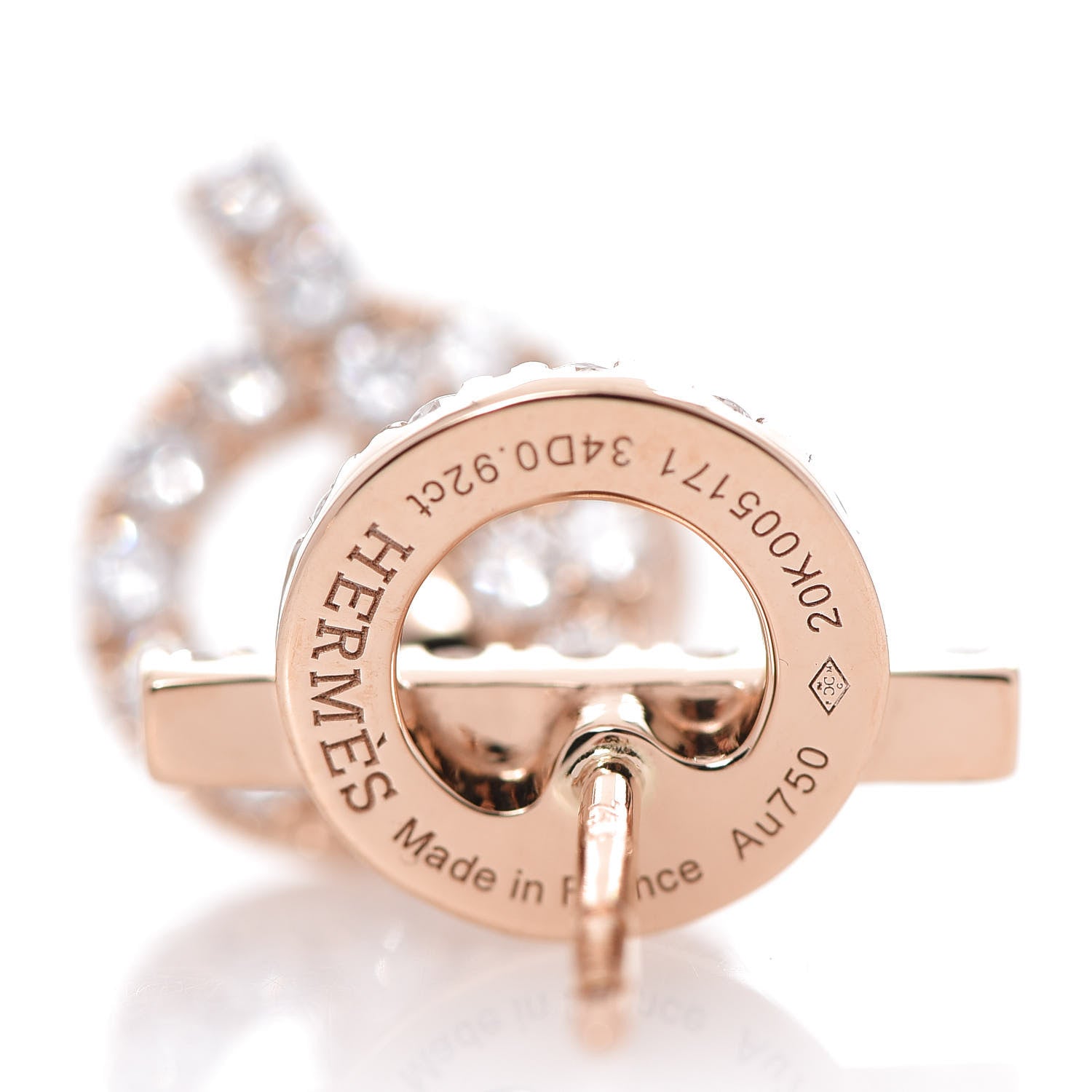 Hermes 18K Rose Gold Diamond Finesse Earrings 4 of 4