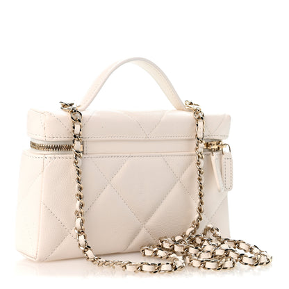 Chanel Caviar Quilted Top Handle Slim Vanity With Chain White 3 of 14