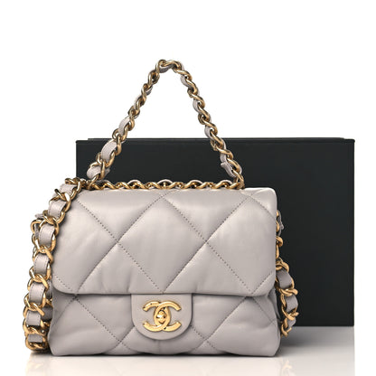 Chanel Lambskin Quilted Small Chain Top Handle Flap Grey 10 of 10