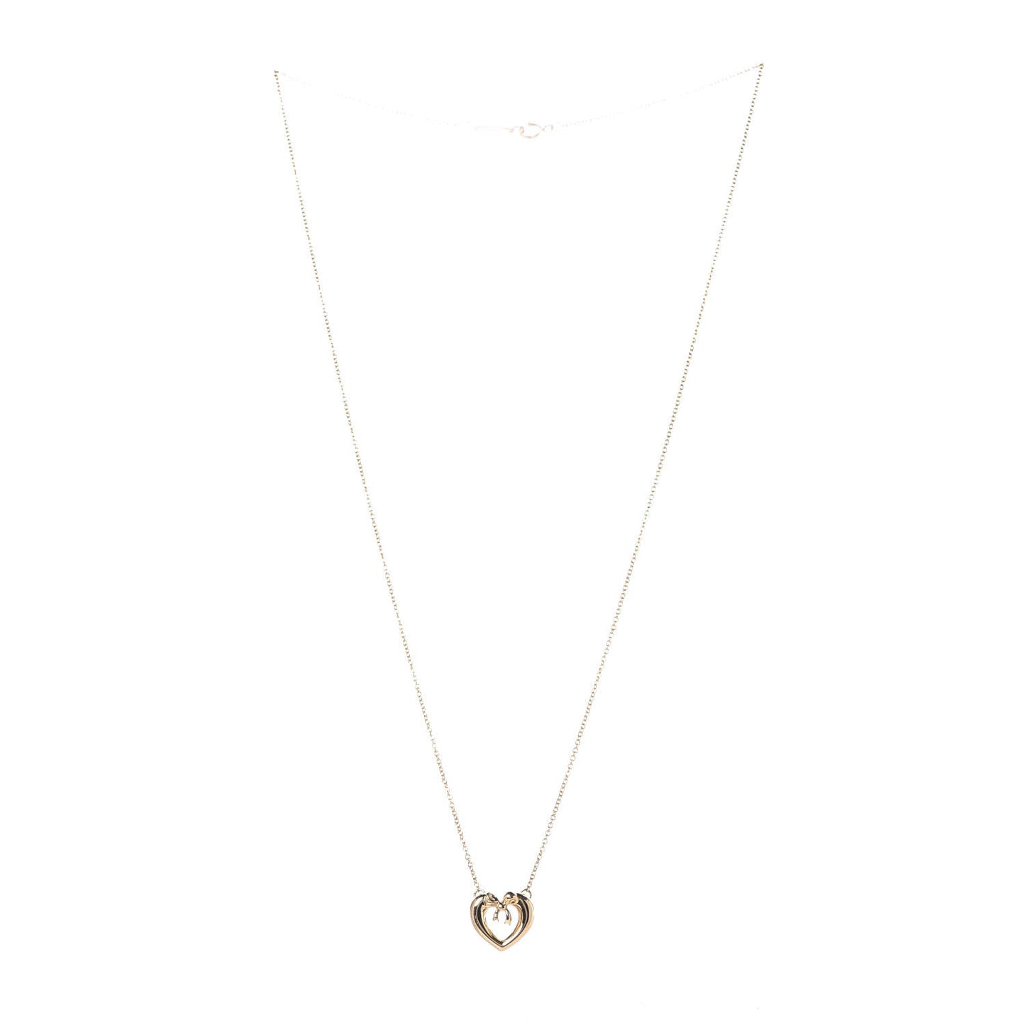 18K Yellow Gold Bow Tie Heart Pendant Necklace