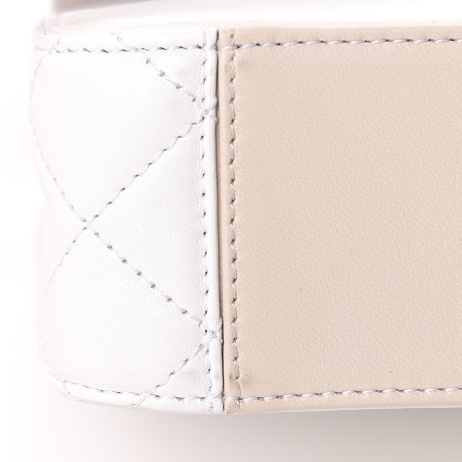 Chanel Lambskin Calfskin Quilted Shoulder Flap Bag Beige White 12 of 13