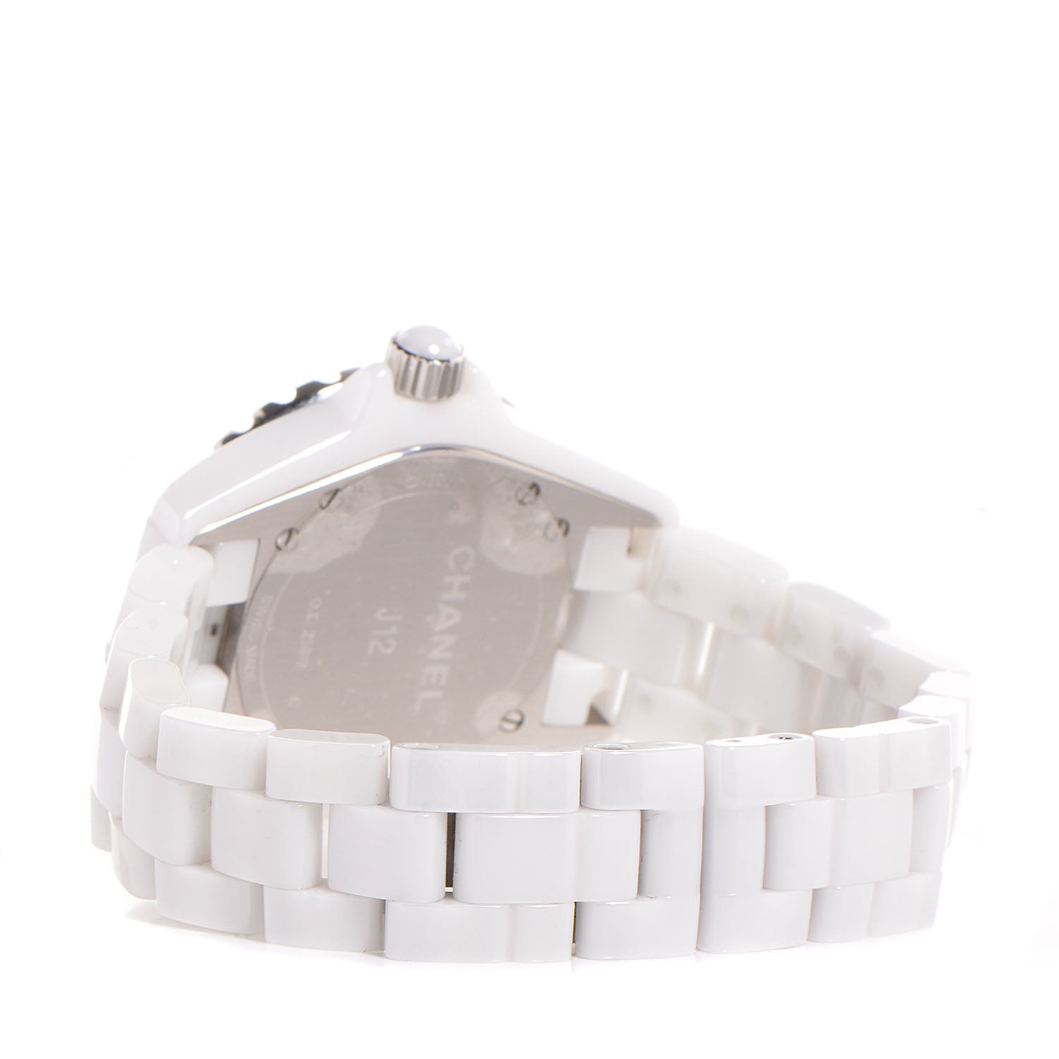 Chanel Stainless Steel Ceramic Diamond 33mm J12 Quartz Watch White 3 of 7