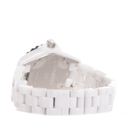 Chanel Stainless Steel Ceramic Diamond 33mm J12 Quartz Watch White 3 of 7
