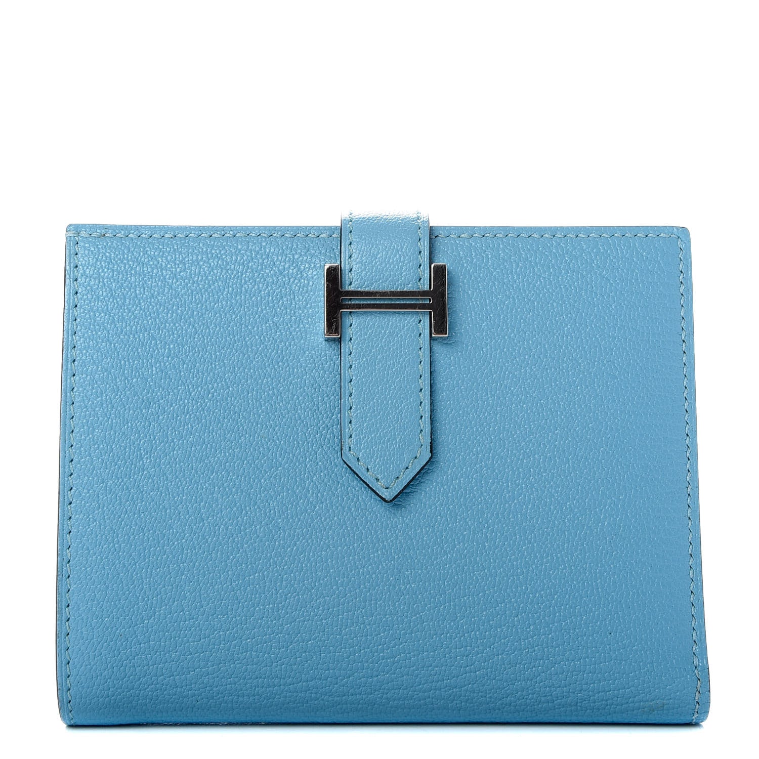 Hermes Chevre Mysore Bearn Compact Wallet Celeste 1 of 7