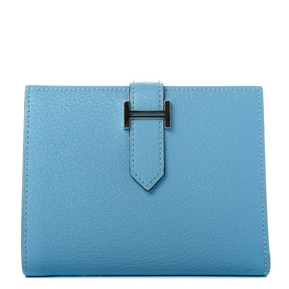 Hermes Chevre Mysore Bearn Compact Wallet Celeste 1 of 7