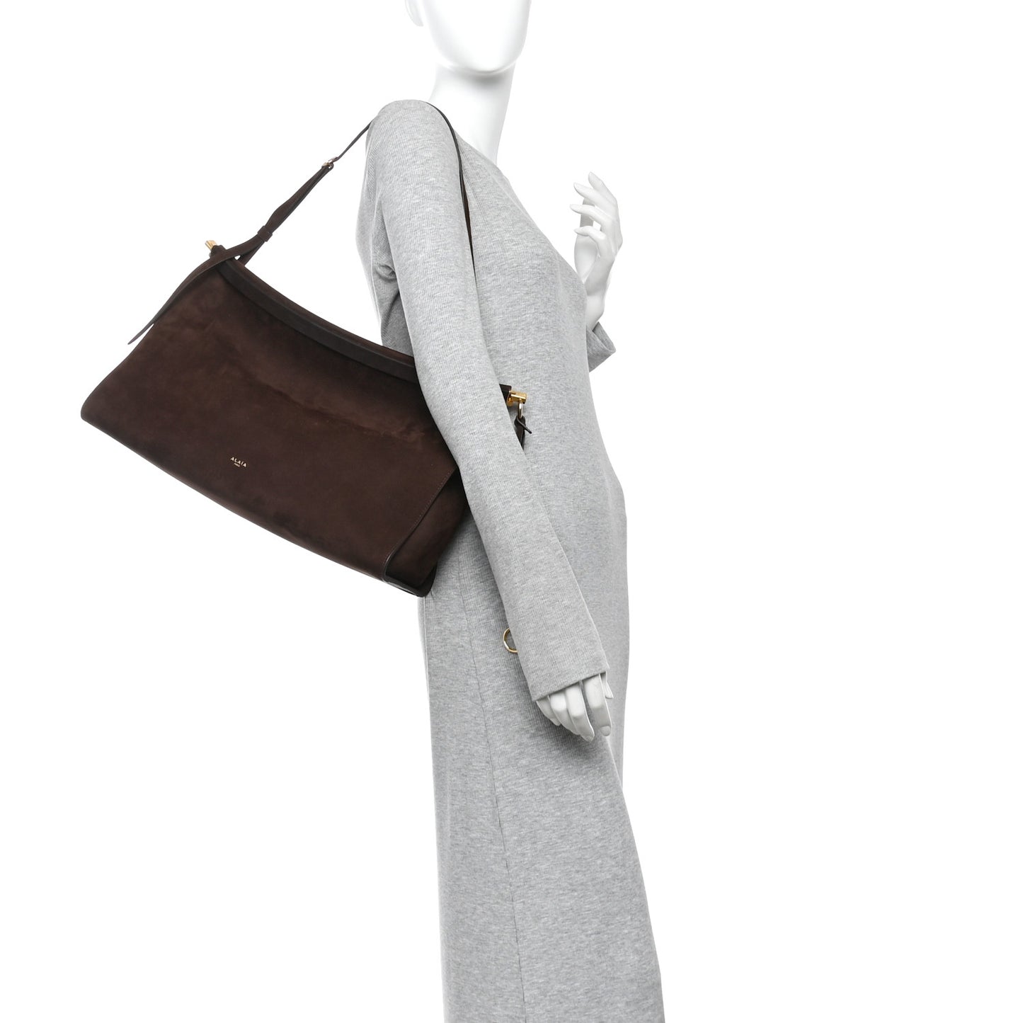 Nubuck Large Le Click East West Bag Brun Fonce