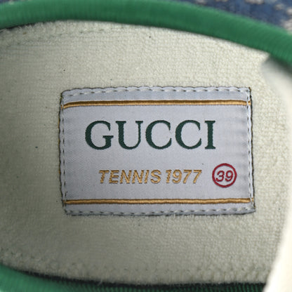Gucci New Denim GG Monogram Web Womens 1977 Tennis Sneakers 39 Blue Tea Mystic White 7 of 8