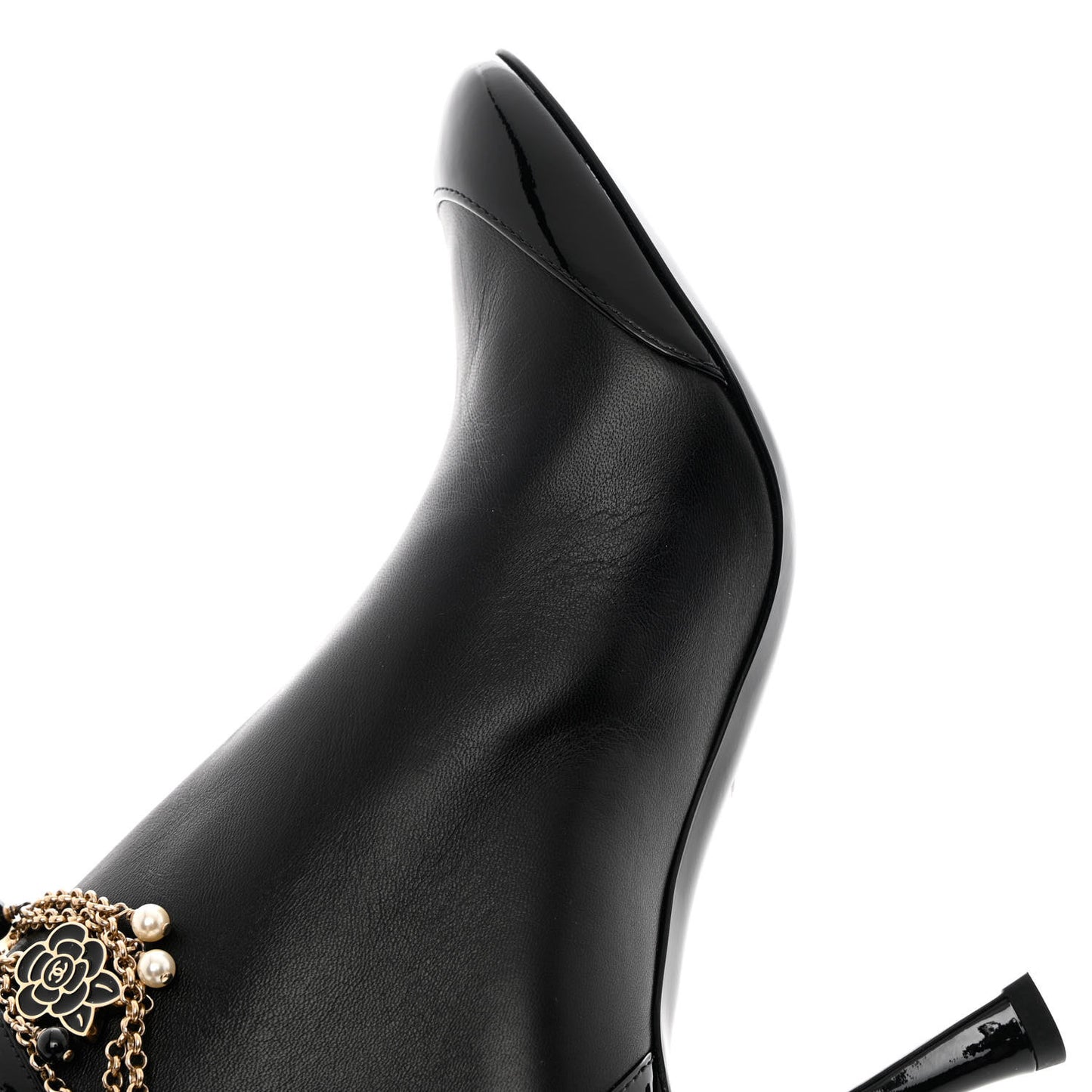 Lambskin Patent Calfskin Ankle Boots 37 Black