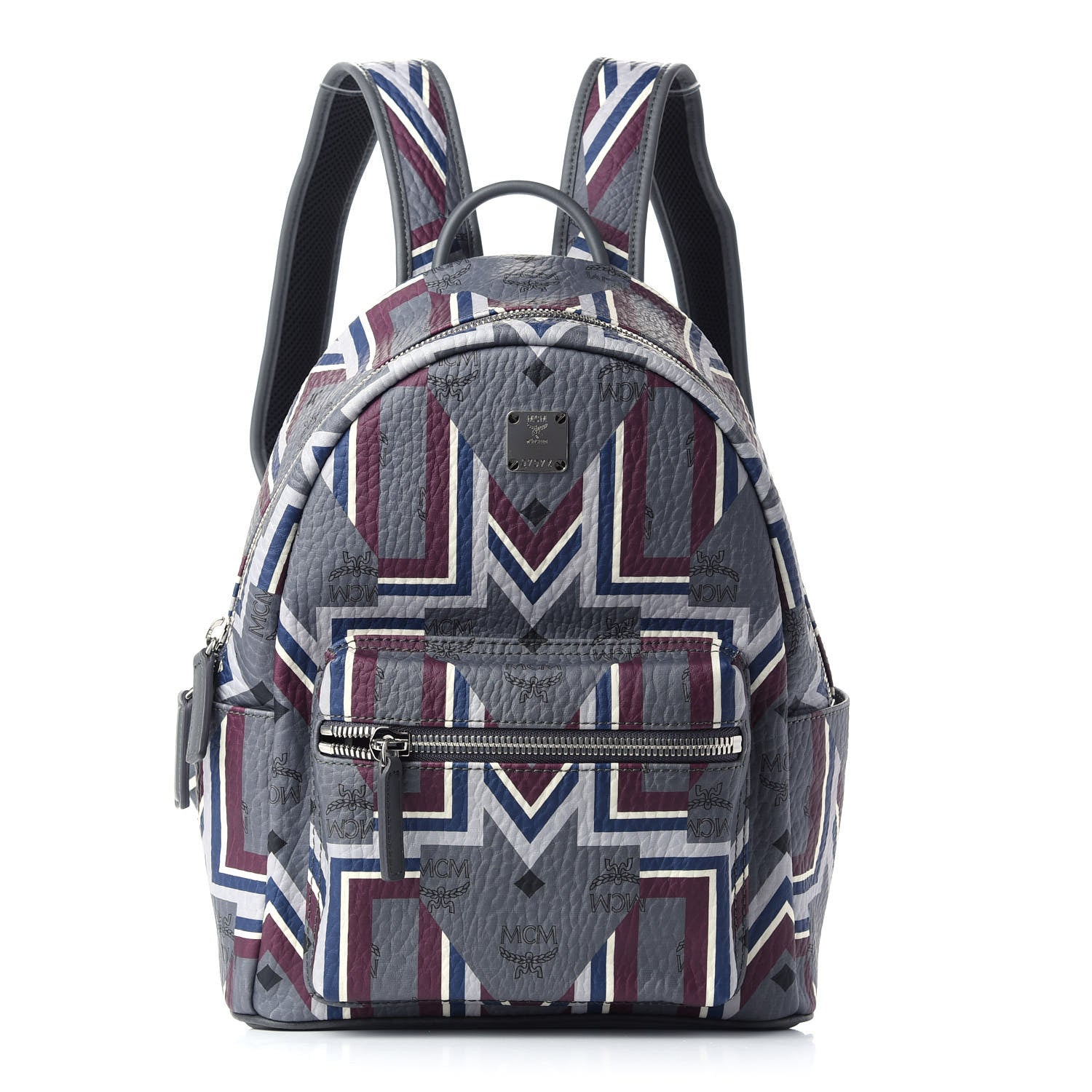 MCM Visetos Chevron Stripe Small Backpack Phantom Grey Multicolor 1 of 9