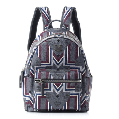 MCM Visetos Chevron Stripe Small Backpack Phantom Grey Multicolor 1 of 9