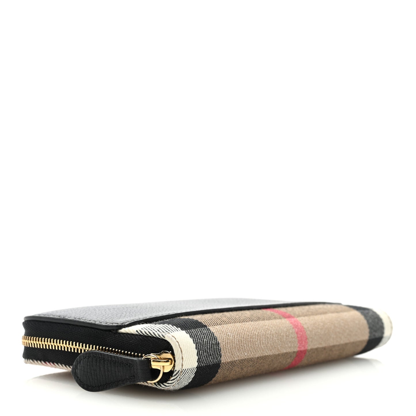 Calfskin Haymarket Check Elmore Zip Around Wallet Black