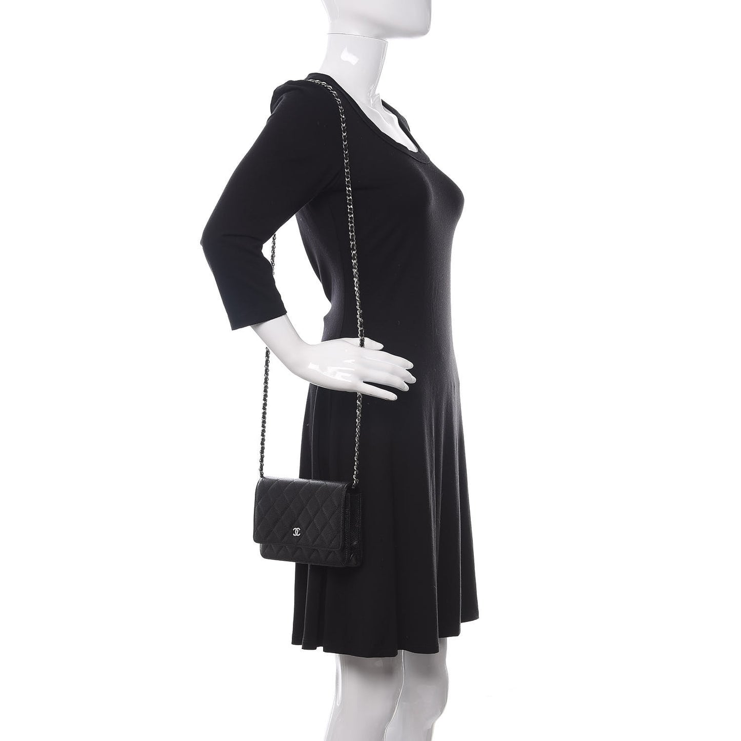 Caviar Quilted Wallet On Chain WOC Black