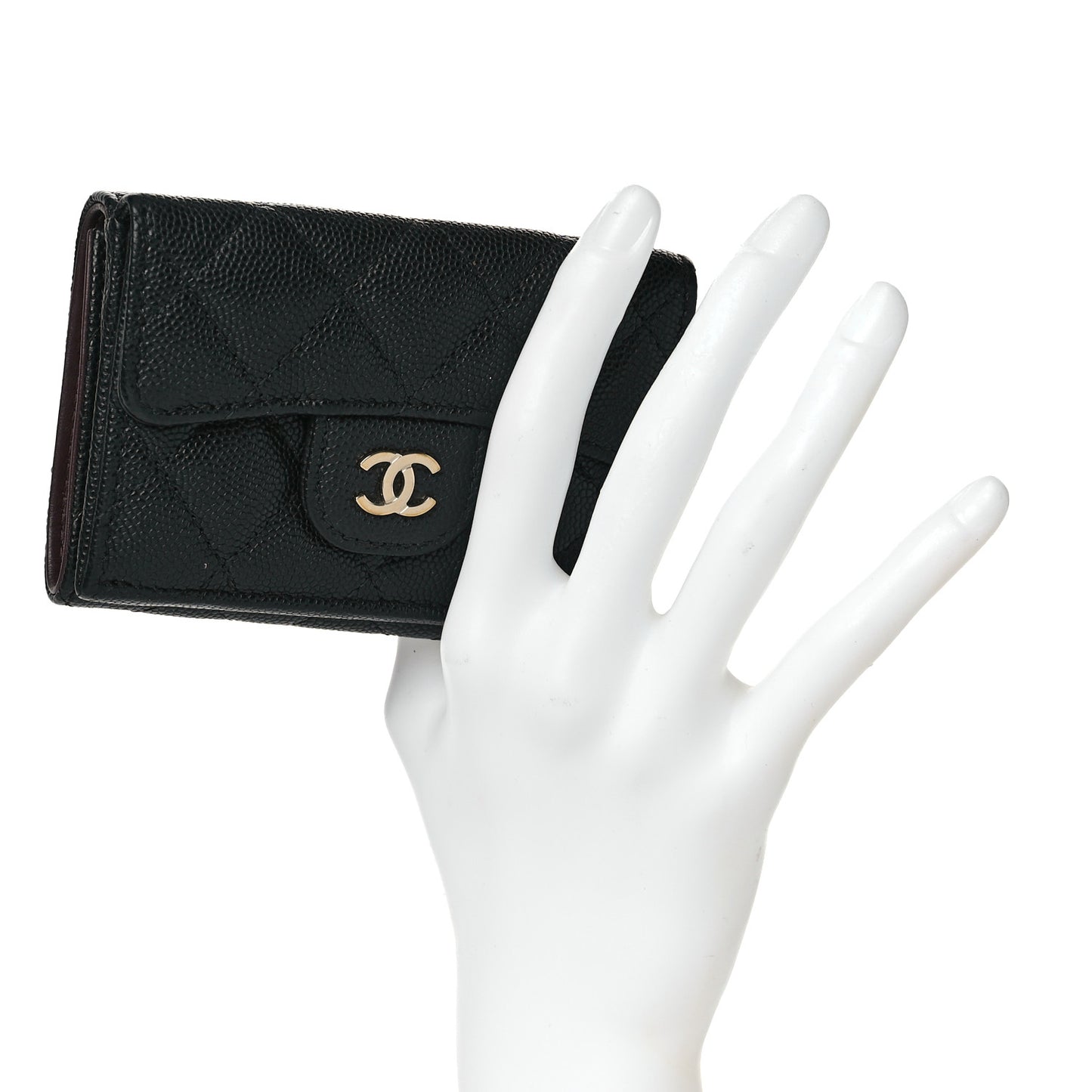 Caviar Quilted Double Flap Wallet Black