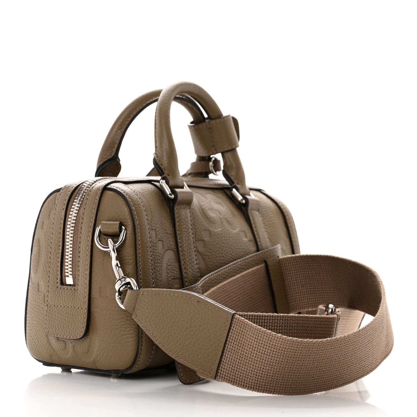 Piuma Calfskin Jumbo GG Embossed Mini Duffle Bag Good Taupe