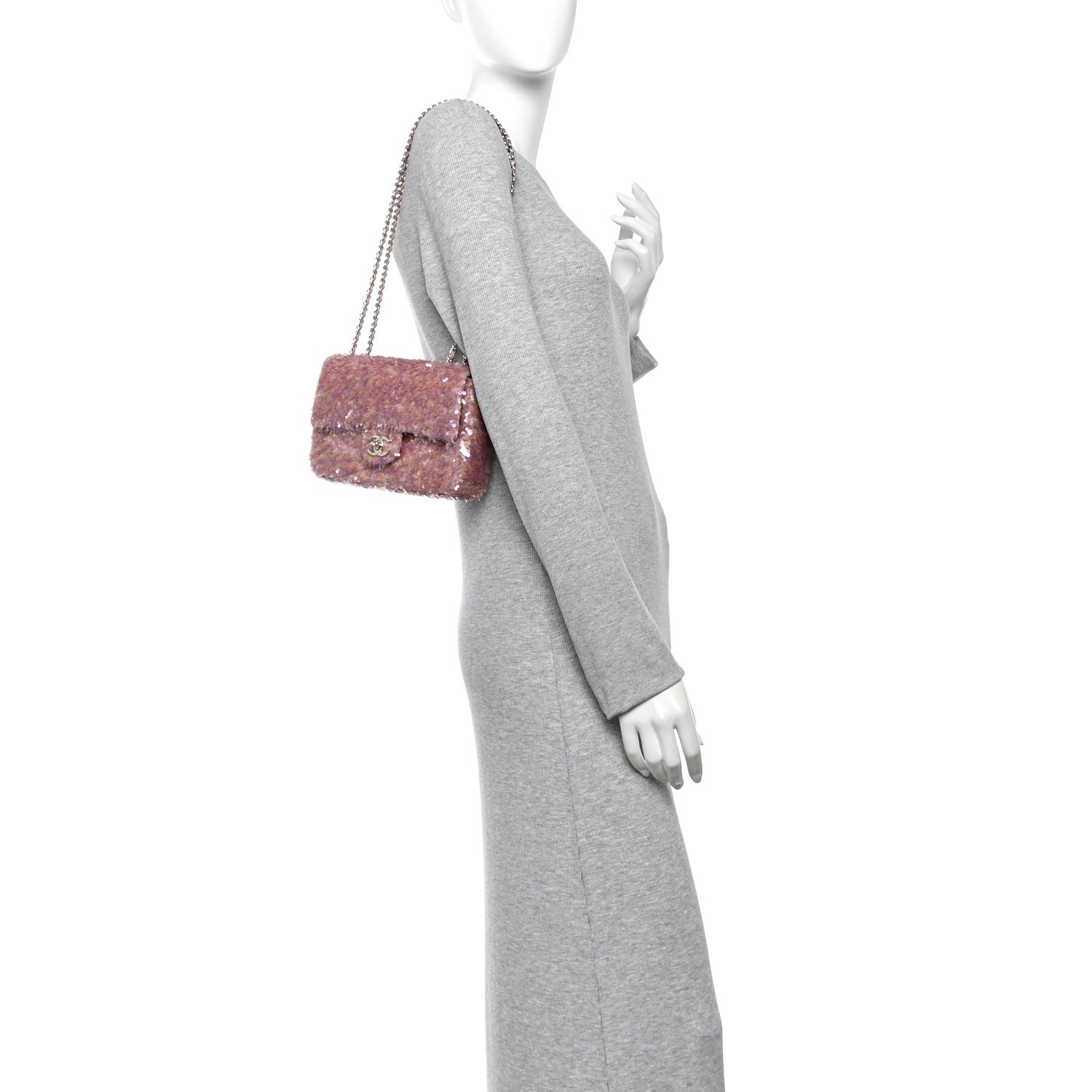 Chanel Sequin Small Single Flap Pink Light Pink 2 of 11