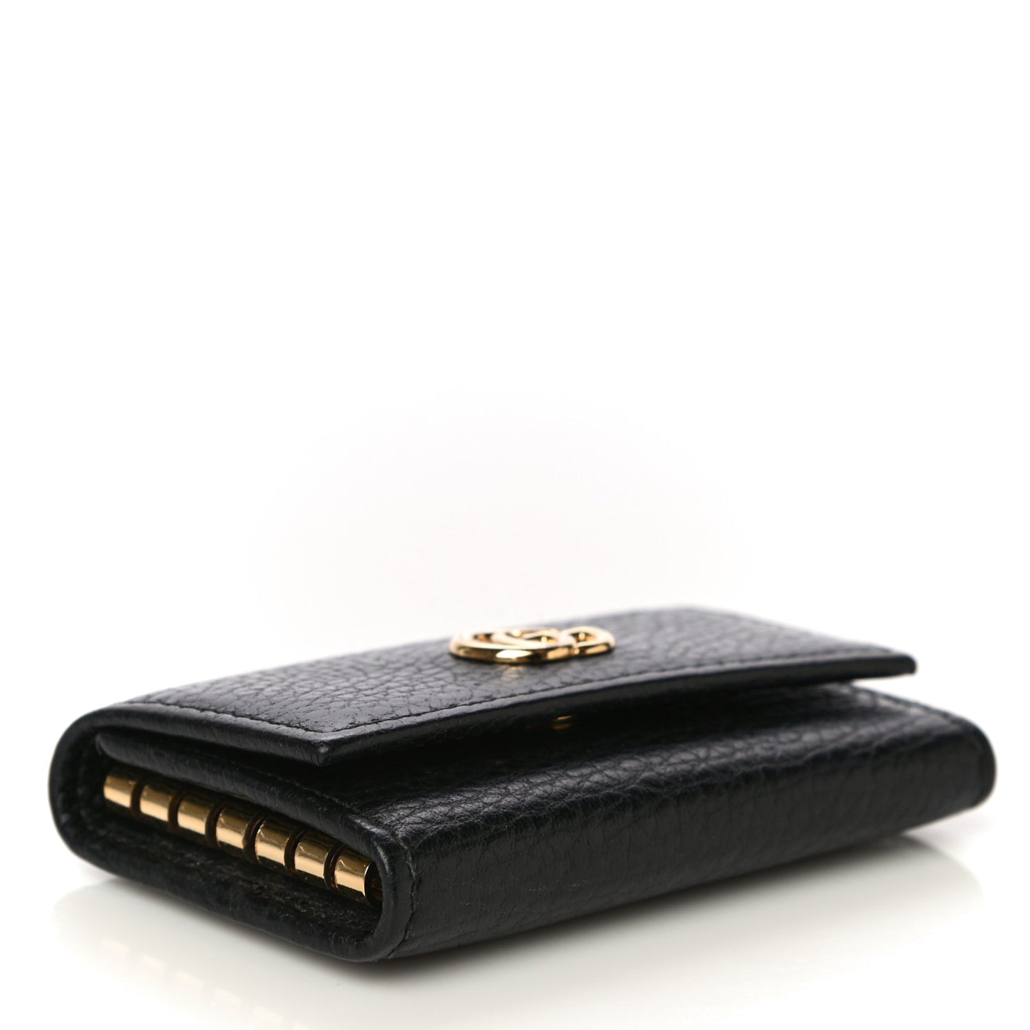 Pebbled Calfskin GG Marmont 6 Key Holder Black