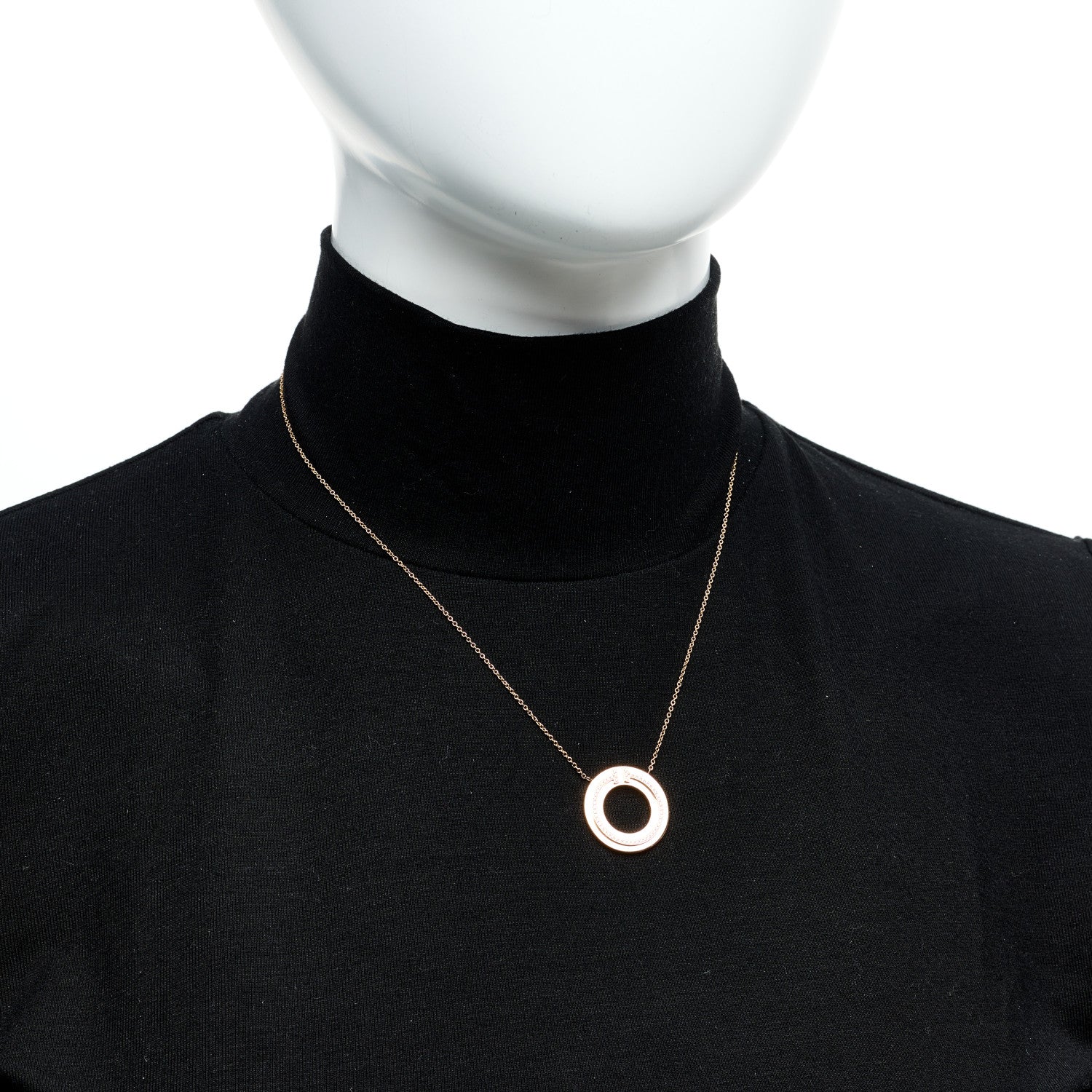 Tiffany 18K Rose Gold Diamond T Circle Pendant Necklace 2 of 6