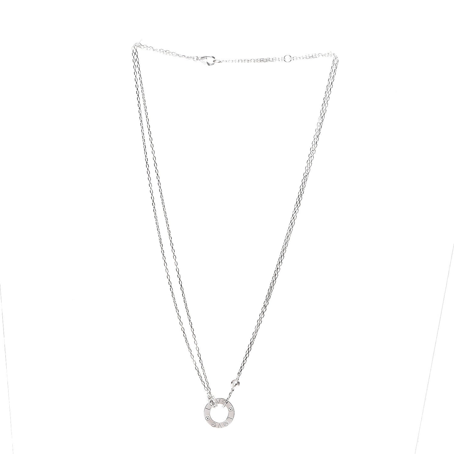 18K White Gold 2 Diamond LOVE Necklace