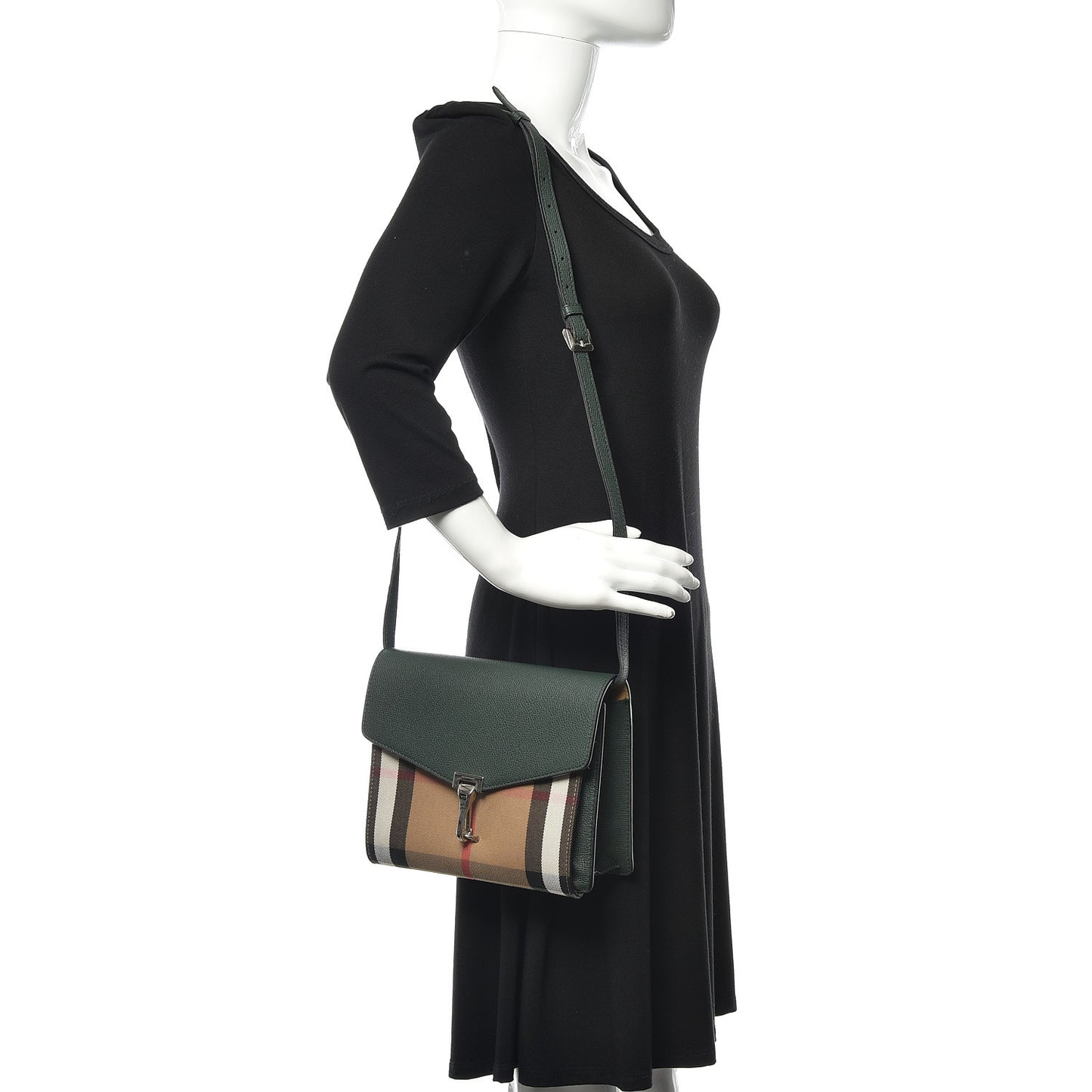 Derby Calfskin House Check Small Macken Crossbody Bag Dark Bottle Green