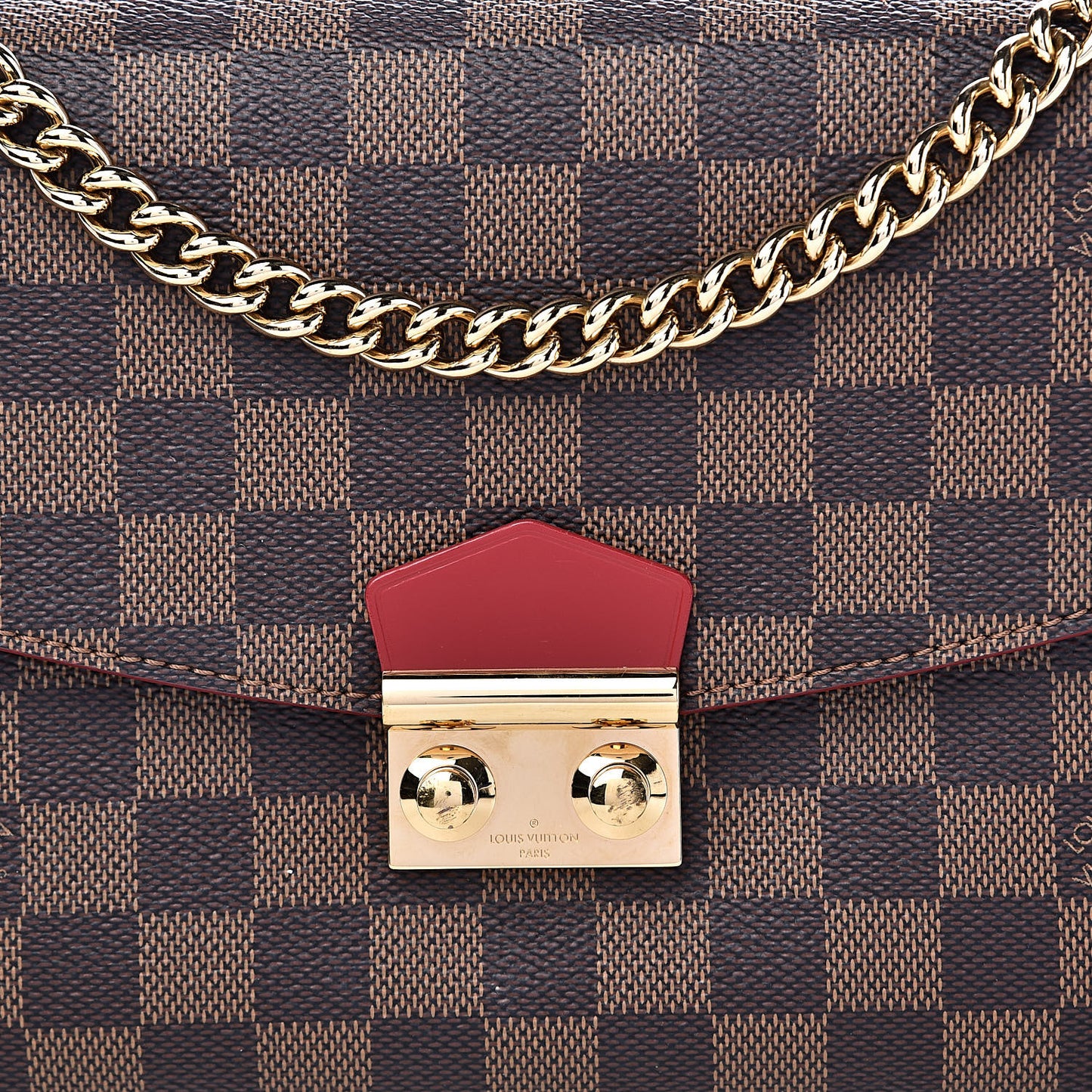 Damier Ebene Caissa Clutch Cherry