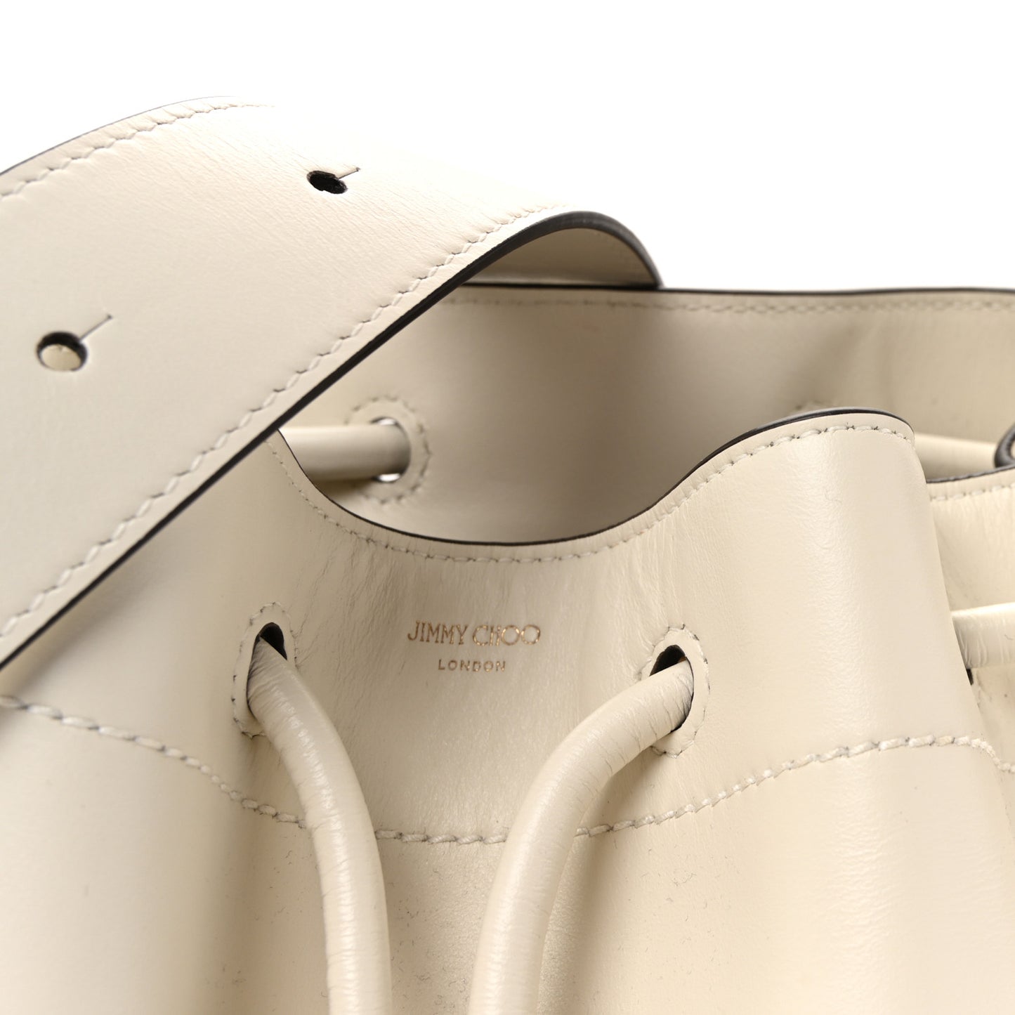 Smooth Shiny Calfskin Medium Cinch M Bucket Bag Latte