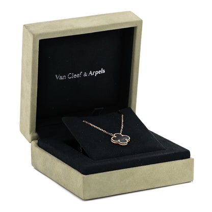 Van Cleef & Arpels 18K Rose Gold Gray Mother of Pearl Vintage Alhambra Pendant Necklace 7 of 7