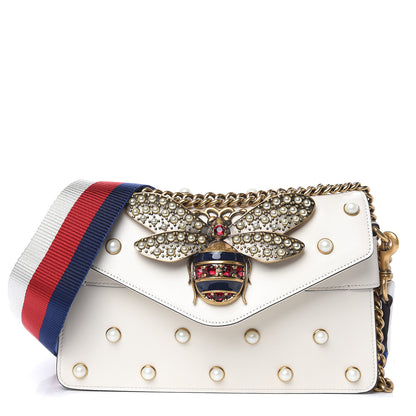 Gucci Nappa Pearl Studded Mini Queen Margaret Broadway Shoulder Bag Mystic White 2 of 9