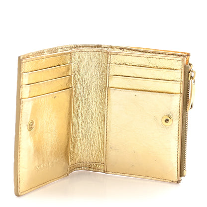 Bottega Veneta Mirror Laminated Nappa Intrecciato Small Bi-Fold Zip Wallet Gold 5 of 9