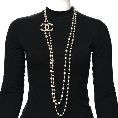 Chanel Crystal Pearl CC Charms Long Necklace Gold 2 of 5