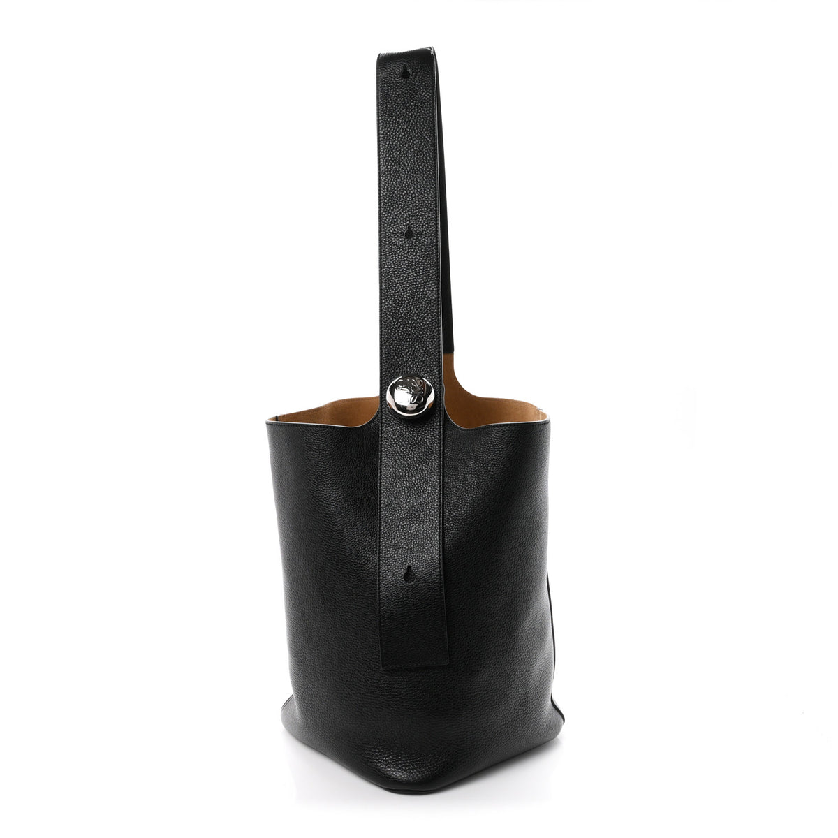 Soft Grained Calfskin Large Pebble Bucket Bag Black