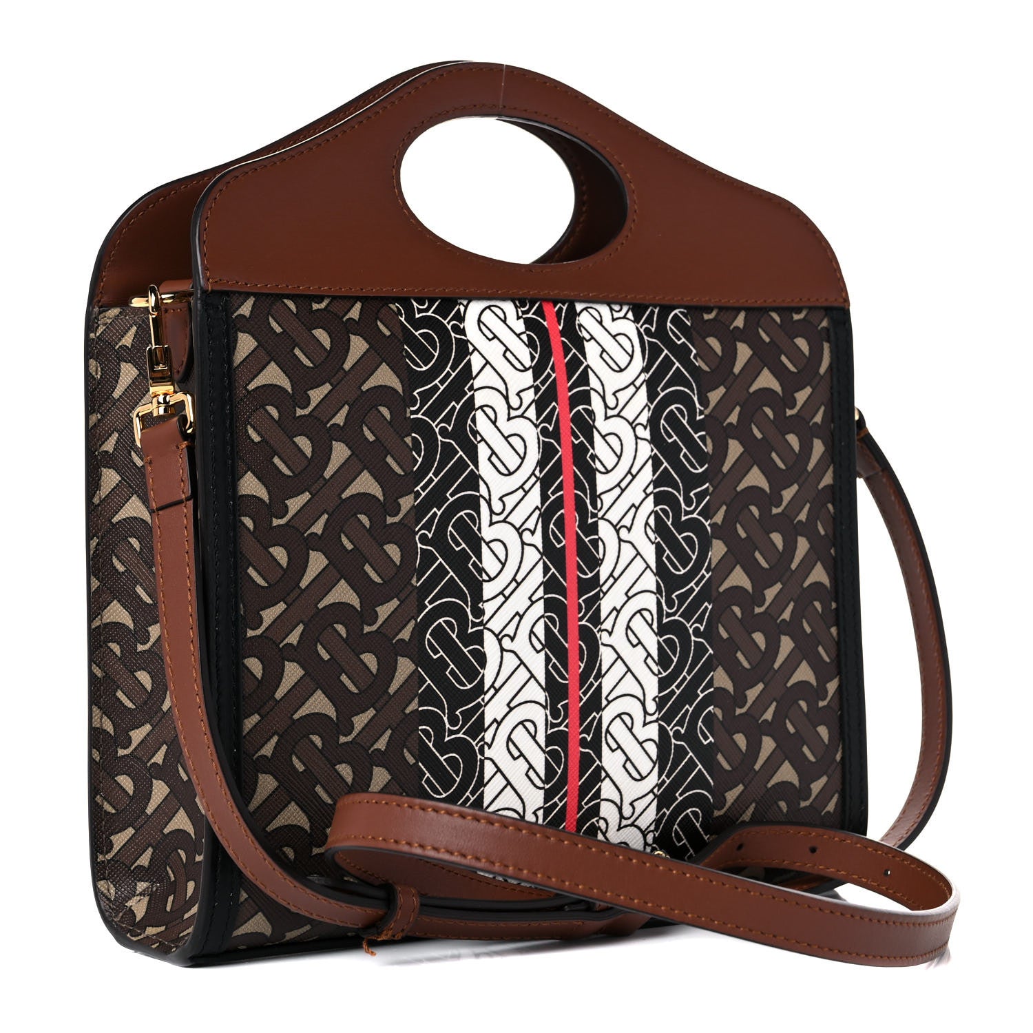 Burberry E-Canvas Monogram Stripe Mini Pocket Bag Bridle Brown 2 of 9