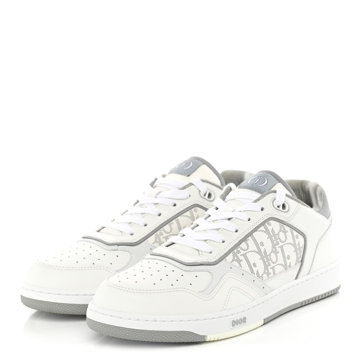 Smooth Calfskin Oblique Galaxy Perforated Mens B27 Low Top Sneakers 44 White Grey