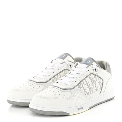 Christian Dior Smooth Calfskin Oblique Galaxy Perforated Mens B27 Low Top Sneakers 44 White Grey 2 of 10